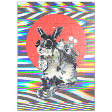 puzzleplate Steampunk Bunny with Psychedelic Vibes 100 Puzzle