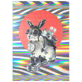 Darstellung des Puzzle Motivs Steampunk-Häschen mit psychedelischen Vibes - Puzzleteile: 200