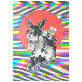 Darstellung des Puzzle Motivs Steampunk-Häschen mit psychedelischen Vibes - Puzzleteile: 500