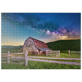 Darstellung des Puzzle Motivs Rustikale Scheune unter der Milchstraße - Puzzleteile: 500