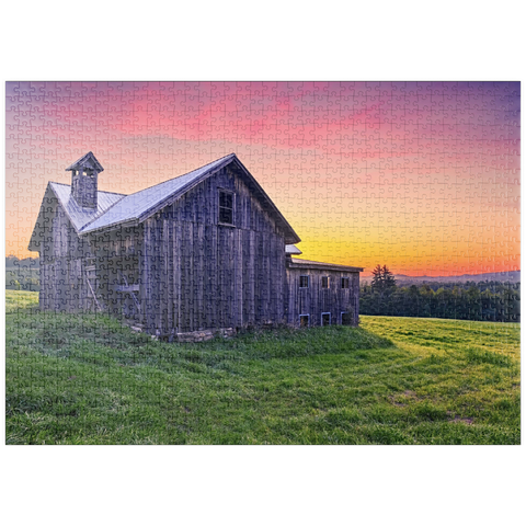 puzzleplate Rustic Barn at Sunset – Tranquil Countryside Scene 1000 Puzzle