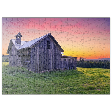 puzzleplate Rustic Barn at Sunset – Tranquil Countryside Scene 200 Puzzle