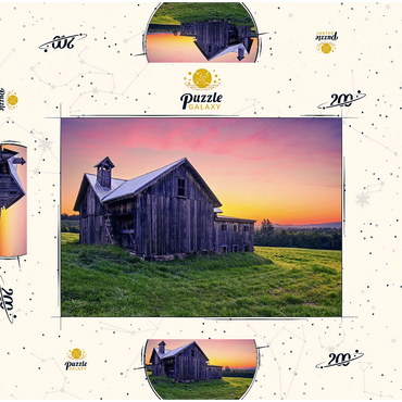 Rustic Barn at Sunset – Tranquil Countryside Scene 200 Puzzle Schachtel 3D Modell