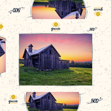 Rustic Barn at Sunset – Tranquil Countryside Scene 500 Puzzle Schachtel 3D Modell