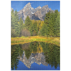 Darstellung des Puzzle-Motivs Grand Teton National Park - Bergspiegelung im Herbst – Puzzleteile: 1000
