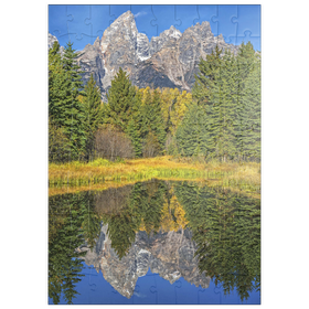 Darstellung des Puzzle Motivs Grand Teton National Park - Bergspiegelung im Herbst - Puzzleteile: 100