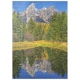 Darstellung des Puzzle Motivs Grand Teton National Park - Bergspiegelung im Herbst - Puzzleteile: 500