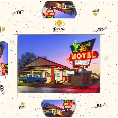Desert Hills Motel – Classic Route 66 Neon Nostalgia 100 Puzzle Schachtel 3D Modell