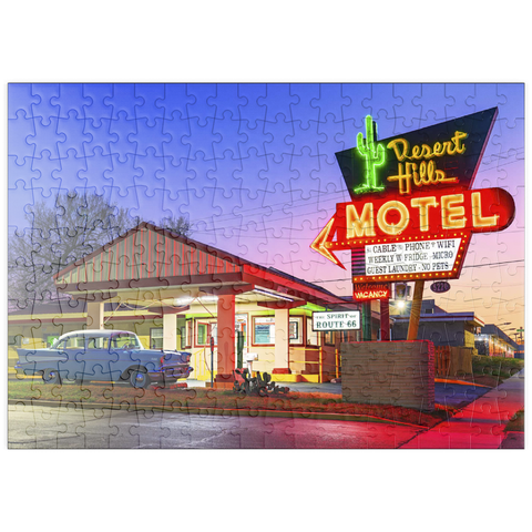 puzzleplate Desert Hills Motel – Classic Route 66 Neon Nostalgia 200 Puzzle