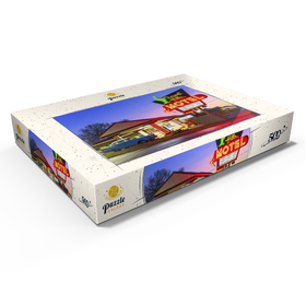 Darstellung des Puzzle Motivs Desert Hills Motel - Klassische Route 66 Neon-Nostalgie - Puzzleteile: 500