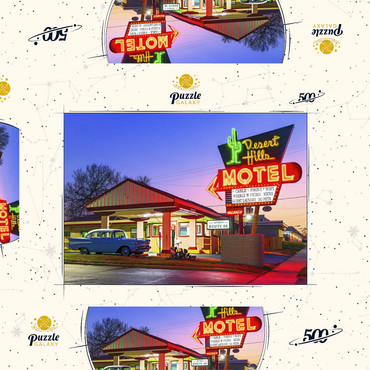 Desert Hills Motel – Classic Route 66 Neon Nostalgia 500 Puzzle Schachtel 3D Modell