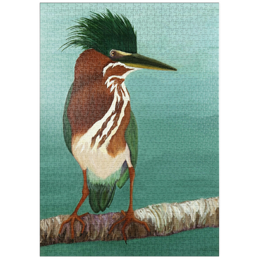 puzzleplate Green Heron on Branch with Vibrant Plumage 1000 Puzzle