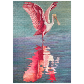 Darstellung des Puzzle-Motivs Rosalöffler mit reflektierendem Wasser – Puzzleteile: 1000
