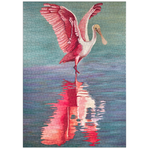 puzzleplate Roseate Spoonbill with Reflective Water 1000 Puzzle
