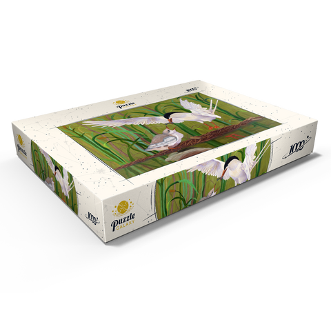 Forster's Tern Feeding Chick in Wetlands 1000 Puzzle Schachtel Ansicht1