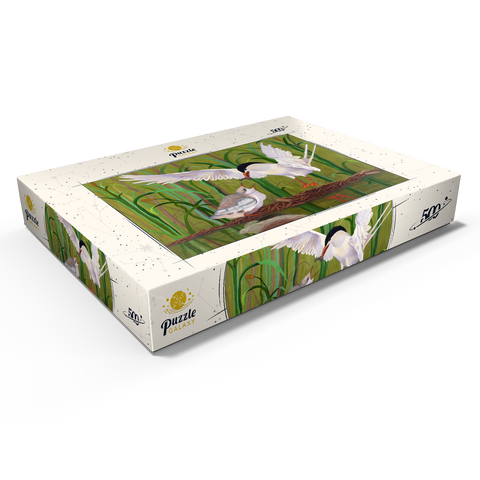 Forster's Tern Feeding Chick in Wetlands 500 Puzzle Schachtel Ansicht1