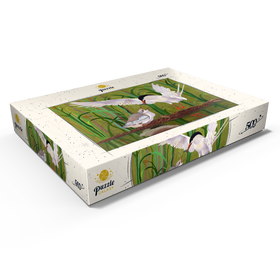 Darstellung des Puzzle Motivs Forsterseeschwalbe füttert Küken in Feuchtgebieten - Puzzleteile: 500
