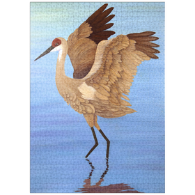Darstellung des Puzzle Motivs Sandhügelkranich mit ausgestreckten Flügeln - Puzzleteile: 1000
