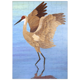 Darstellung des Puzzle Motivs Sandhügelkranich mit ausgestreckten Flügeln - Puzzleteile: 100