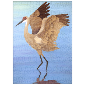 Darstellung des Puzzle Motivs Sandhügelkranich mit ausgestreckten Flügeln - Puzzleteile: 500
