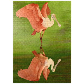 Darstellung des Puzzle-Motivs Rosalöffler mit Spiegelreflexion – Puzzleteile: 1000