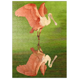 Darstellung des Puzzle-Motivs Rosalöffler mit Spiegelreflexion – Puzzleteile: 200