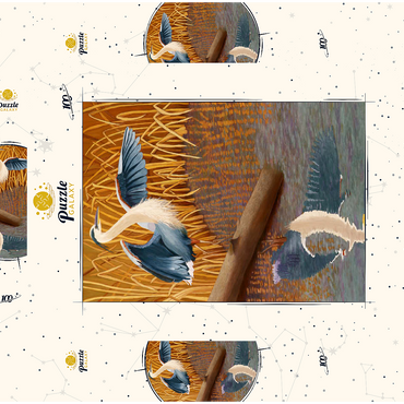 Great Blue Heron in Marshland Reflection 100 Puzzle Schachtel 3D Modell