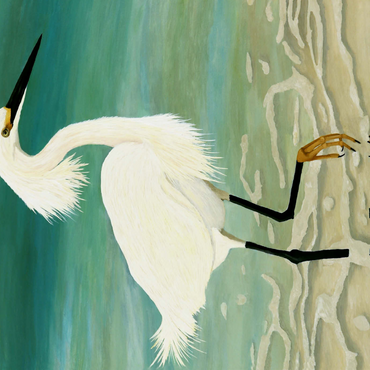 Snowy Egret Walking in Shallow Waters 1000 Puzzle 3D Modell
