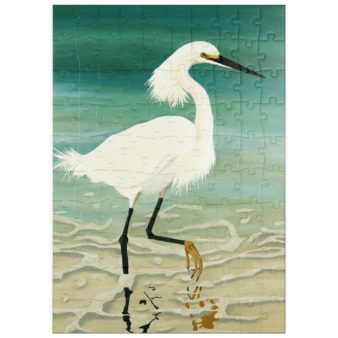 puzzleplate Snowy Egret Walking in Shallow Waters 100 Puzzle