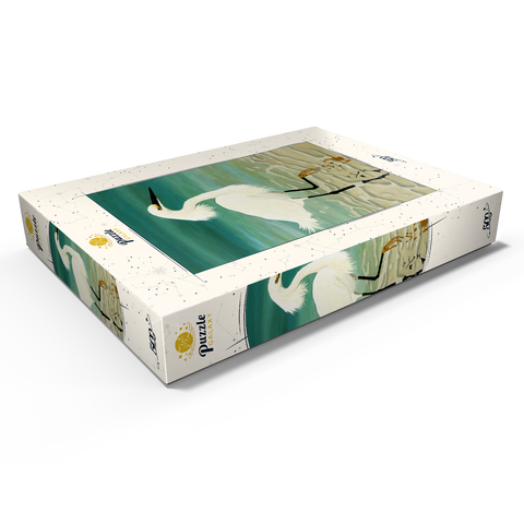 Snowy Egret Walking in Shallow Waters 500 Puzzle Schachtel Ansicht1