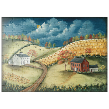 puzzleplate Rustic Countryside Farm in Folk Art Style 100 Puzzle