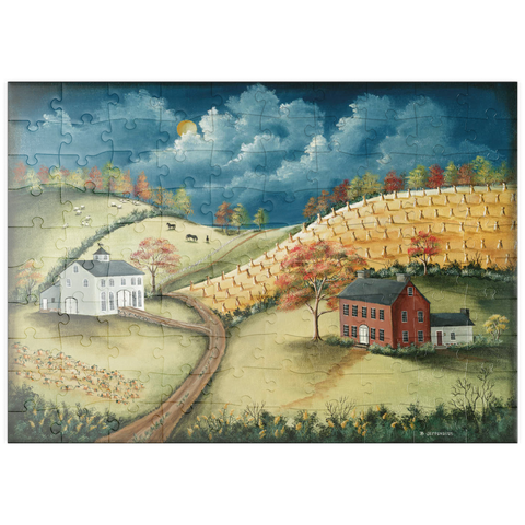 puzzleplate Rustic Countryside Farm in Folk Art Style 100 Puzzle