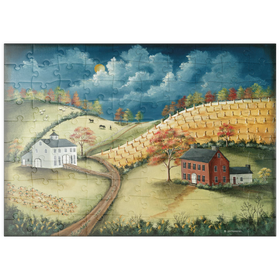 Darstellung des Puzzle Motivs Rustikaler Bauernhof im Folk-Art-Stil - Puzzleteile: 100