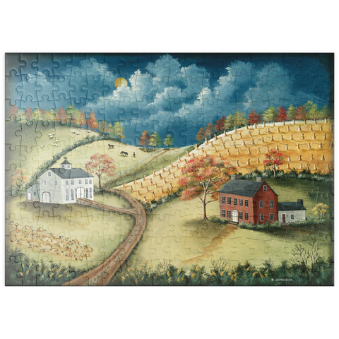 puzzleplate Rustic Countryside Farm in Folk Art Style 200 Puzzle