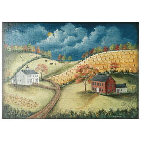 Darstellung des Puzzle Motivs Rustikaler Bauernhof im Folk-Art-Stil - Puzzleteile: 200