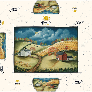 Rustic Countryside Farm in Folk Art Style 200 Puzzle Schachtel 3D Modell