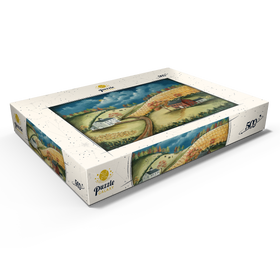 Darstellung des Puzzle Motivs Rustikaler Bauernhof im Folk-Art-Stil - Puzzleteile: 500