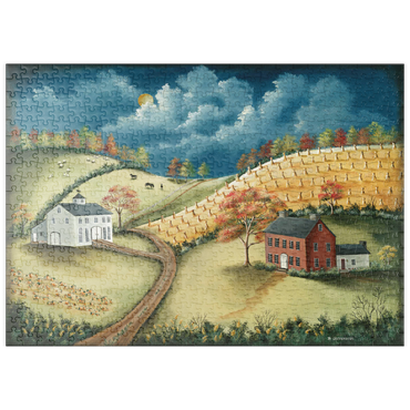 puzzleplate Rustic Countryside Farm in Folk Art Style 500 Puzzle