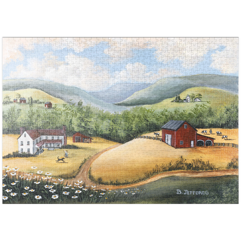 puzzleplate Scenic Countryside Farm in Folk Art Style 1000 Puzzle