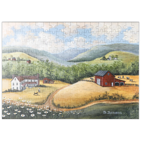 puzzleplate Scenic Countryside Farm in Folk Art Style 200 Puzzle
