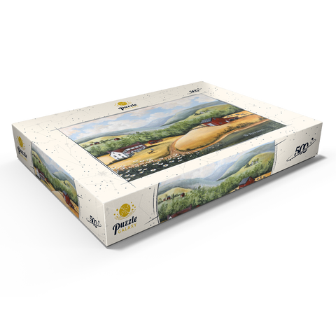 Scenic Countryside Farm in Folk Art Style 500 Puzzle Schachtel Ansicht1