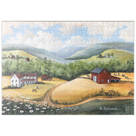 Darstellung des Puzzle Motivs Landschaftlicher Bauernhof im Volkskunst-Stil - Puzzleteile: 500