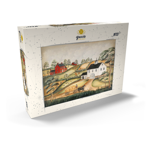 Charming Folk Art Farm Scene with Barn and Horses 1000 Puzzle Schachtel Ansicht2