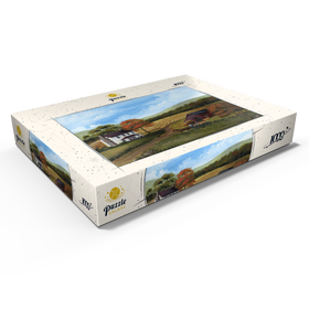 Alternative Darstellung des Puzzle-Motivs Herbstliches Bauernhaus mit Kürbisfeld – Puzzleteile: 1000