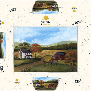 Autumn Farmhouse with Pumpkin Patch 100 Puzzle Schachtel 3D Modell
