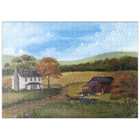 puzzleplate Autumn Farmhouse with Pumpkin Patch 500 Puzzle