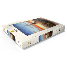 Darstellung des Puzzle Motivs Einsames Teepee bei Sonnenuntergang am Fluss - Puzzleteile: 100