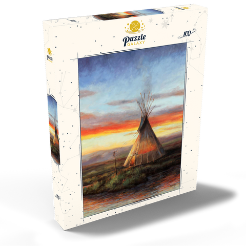 Lone Teepee at Sunset by the River 100 Puzzle Schachtel Ansicht2