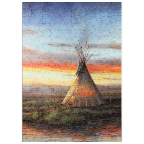 puzzleplate Lone Teepee at Sunset by the River 200 Puzzle