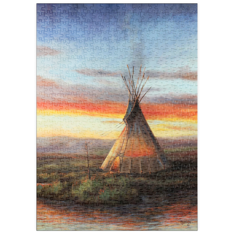 puzzleplate Lone Teepee at Sunset by the River 500 Puzzle